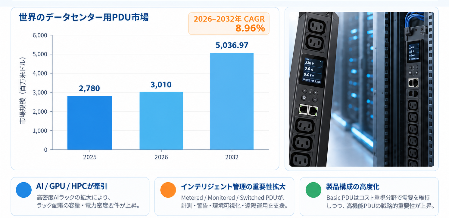 世界データセンター用PDU(電源分配ユニット)市場の成長予測2026~2032